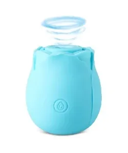 Glow-in-the-Dark 10-Function Blue Silicone Rechargeable Clitoral Sucking Rose Se