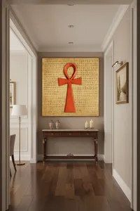 Handcrafted Rust Ankh Wall Art, Cedar Wood, Made in Ghana